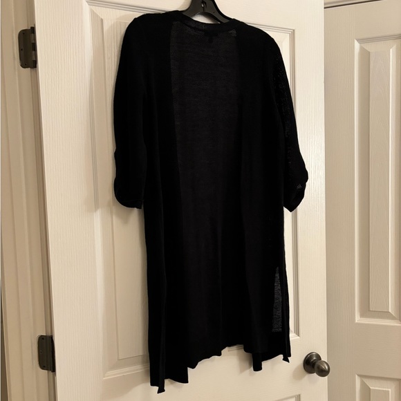 Talbots Black Open Knit Cardigan with Roll Up Sleeves - Picture 7 of 12